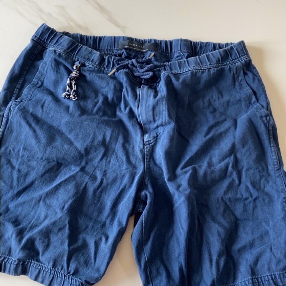 Zara Man Blue Drawstring Shorts